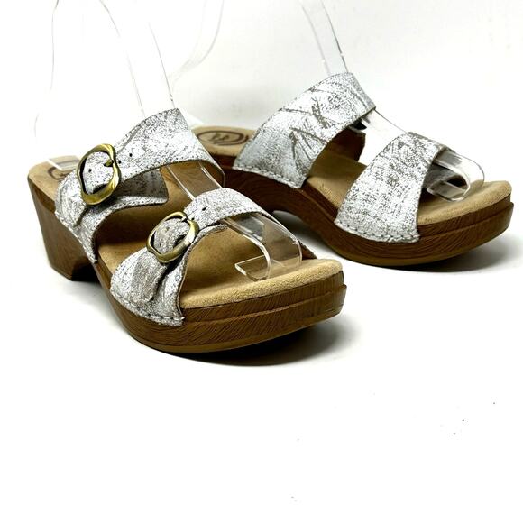 Dansko Sophie White Distressed Leather Sandals - Picture 2 of 12